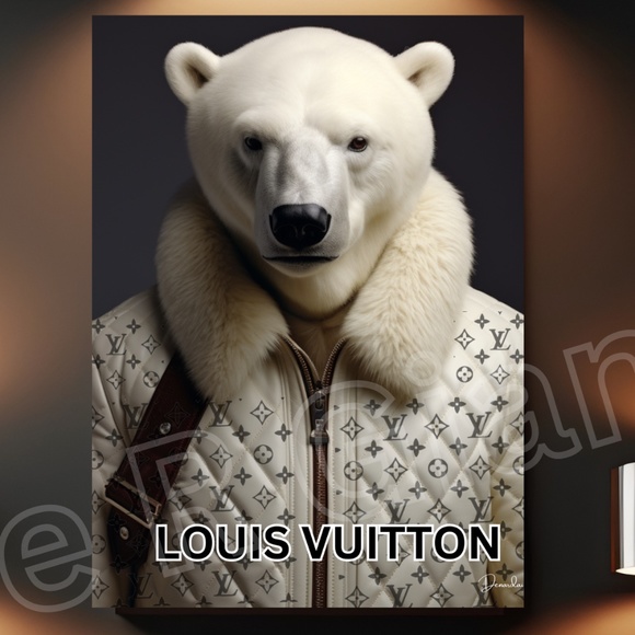 Louis Vuitton Art Louise the Chill Bear 11x14 Great Gift for Louis Vuitton Fans - Picture 1 of 2